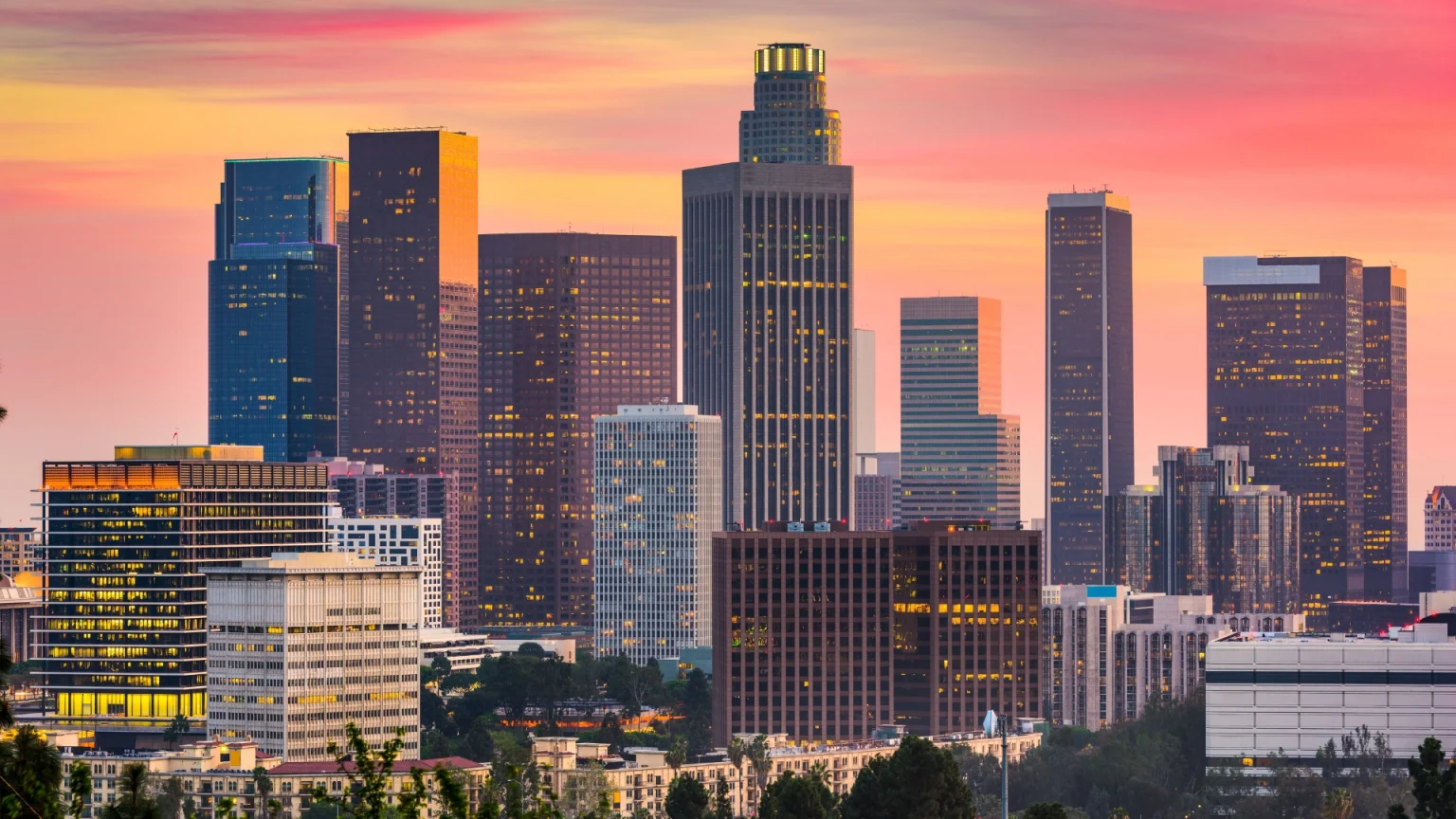 los angeles skyline tramonto stati uniti west coast usa